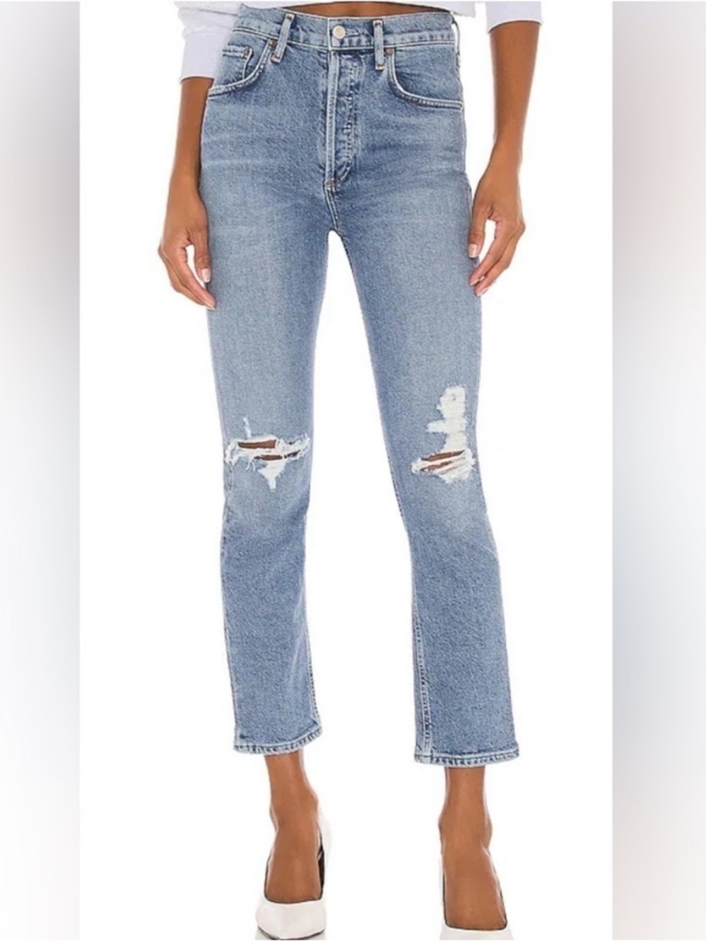 AGOLDE Riley Distressed Cropped Jeans 27